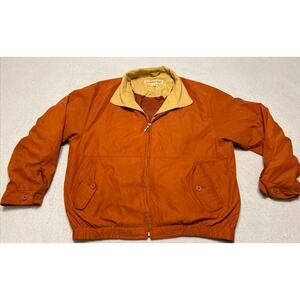 Vintage London Fog Men’s Jacket Large Rusty Orange Yellow Preppy Full Zip Collar